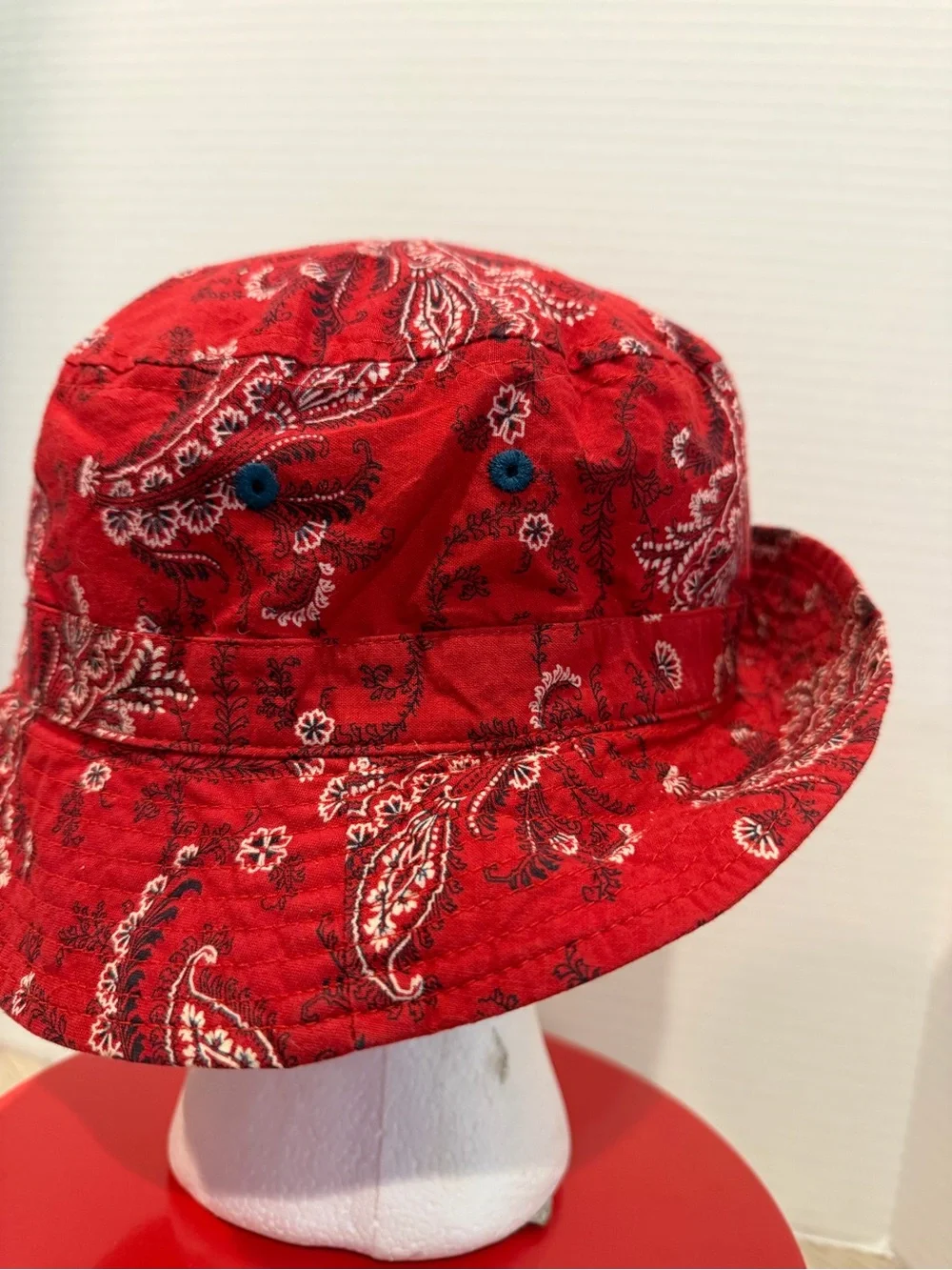 Ralph Lauren Red Bandana Bucket Hat One Size Used